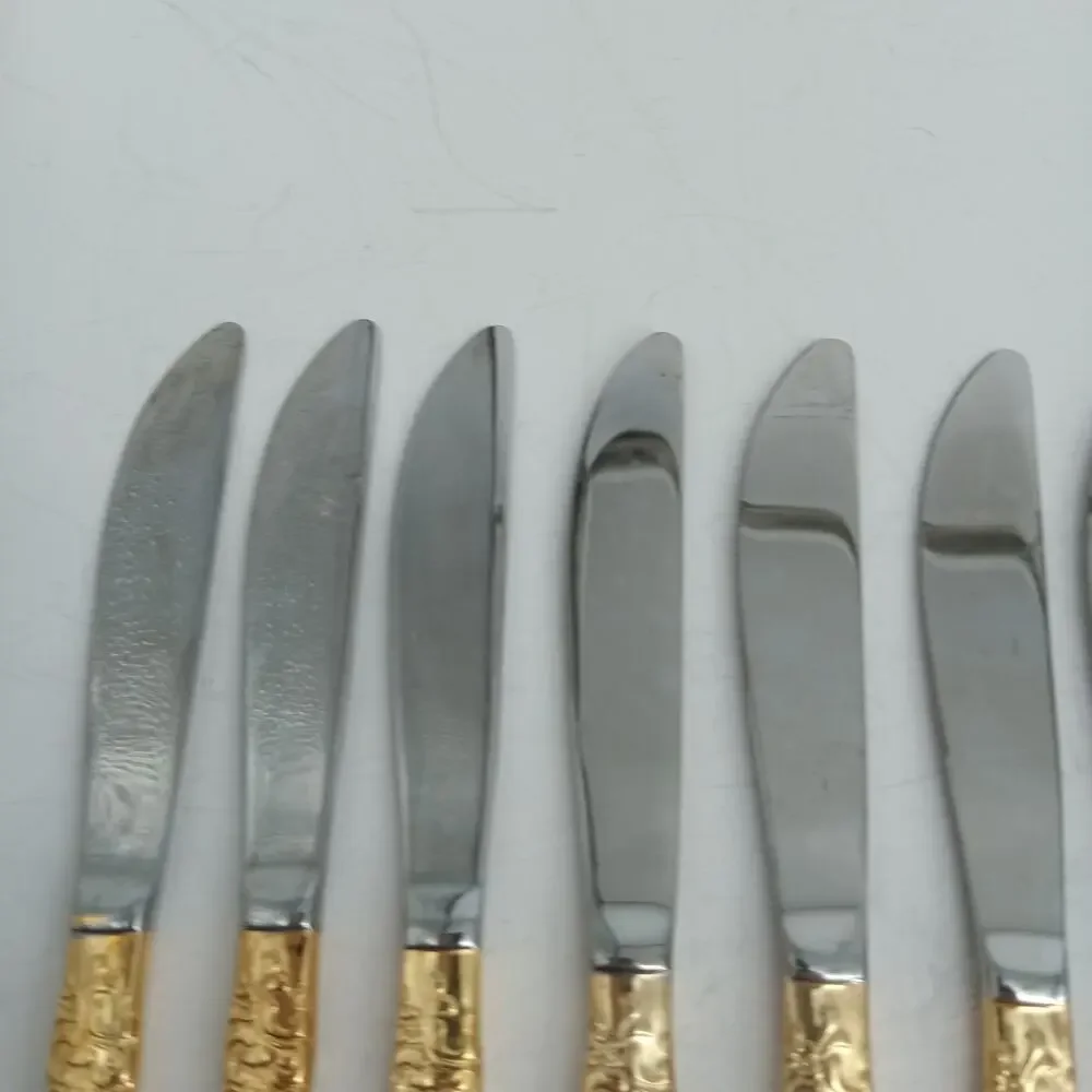 9X BK Cambridge Gold Royal Fashion Butter Dinner Knives Flatware